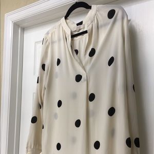 Ann Taylor LOFT Polka Dot Long Sleeve Blouse L